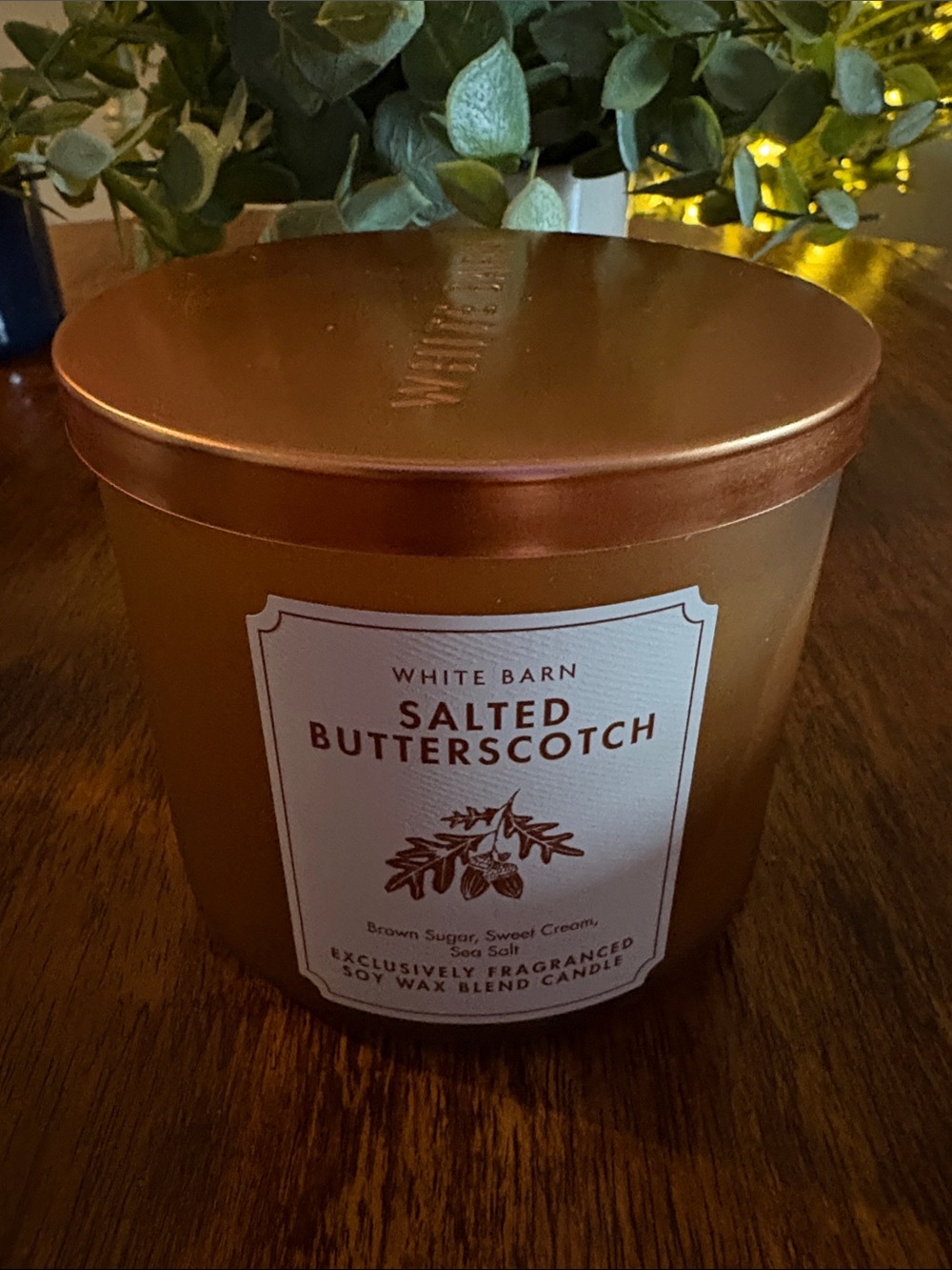 Nwt “Salted Butterscotch” 3 Wick Candle from White Barn